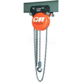 CM Cyclone Hand Chain Hoist on Plain Trolley 500 Lb. Capacity 10 Ft. Lift