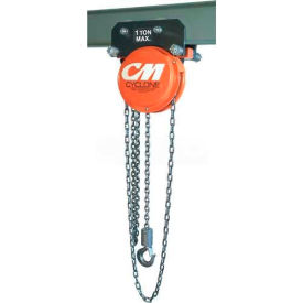 Columbus McKinnon Corp. 4522 CM Cyclone Hand Chain Hoist on Plain Trolley, 1/2 Ton, 10 Ft. Lift image.