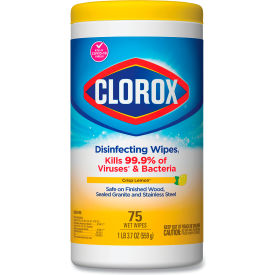 Clorox 1628 Clorox® Disinfecting Wipes, Crisp Lemon Scent, 75 Wipes/Canister, 6 Canister/Carton image.