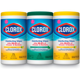 Clorox 30208PK Clorox® Disinfecting Wipes, Fresh Scent & Citrus Blend, 75 Wipes/Canister, Pack of 3 image.