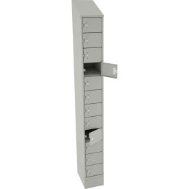 Tennsco Corp CP12-091572-A-LGY Tennsco® 12-Tier 12 Door Welded Phone Locker w/ Hasp, 9"Wx15"Dx82-3/4"H, Light Gray, Assembled image.