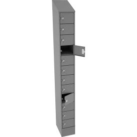 Tennsco Corp CP12-091572-A-MGY Tennsco® 12-Tier 12 Door Welded Phone Locker w/ Hasp, 9"Wx15"Dx82-3/4"H, Medium Gray, Assembled image.