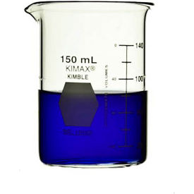 CP LAB SAFETY. 14000-150 Kimble® Kimax® Low Form Griffin Beakers, 150ML, Case of 48 image.