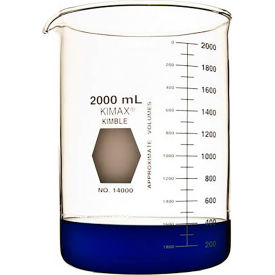 CP LAB SAFETY. 14000-2000 Kimble® Kimax® Low Form Griffin Beakers, 2000ML, Case of 8 image.