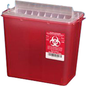 PPI 141020 Plasti-Products 141020 5-Quart Sharps Container, Horizontal Entry, Red, Case of 20 image.