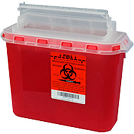 PPI 143154 Plasti-Products 143154 5.4 Qt. Sharps Container, For Use with BD™ Wall Cabinet, Red, Case of 20 image.