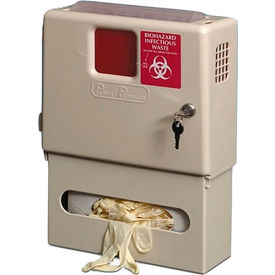 PPI 145002 Plasti-Products 145002 Wall Mounted Sharps Disposal System with Sharps Container and Glove Dispenser image.