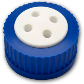 CP LAB SAFETY. WF-GL45-4KIT CP Lab Safety 4-Port Cap with Plugs, For Glass Bottles with GL45 Closure image.