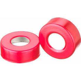 CP LAB SAFETY. 224178-06 Wheaton® 20mm Crimp Seal Open Top Hole Caps, Aluminum Red, Unlined, Case of 1000 image.