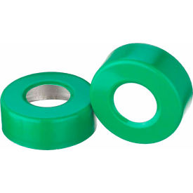 CP LAB SAFETY. 224178-07 Wheaton® 20mm Crimp Seal Open Top Hole Caps, Aluminum Green, Unlined, Case of 1000 image.