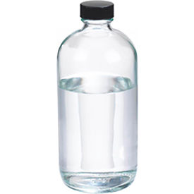 Wheaton 16 oz Glass Boston Round Bottles, Polyethylene Cone Lined Caps, Case of 12