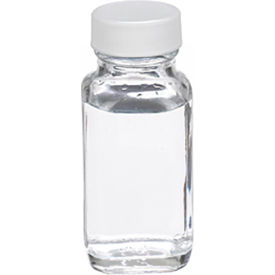 Wheaton 2 oz Clear Glass Bottles, French Squares, PTFE Liner, Case of 48