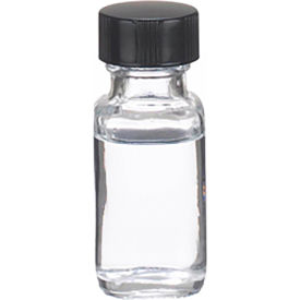 CP LAB SAFETY. W216889 Wheaton® 0.5 oz Clear Glass Bottles, French Squares with Cone-Shaped Insert, Case of 48 image.