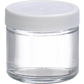 CP LAB SAFETY. W216903 Wheaton® 2 oz Glass Jars, Straight Side Clear, Poly Vinyl Liner, Case of 24 image.