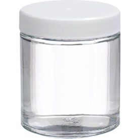 CP LAB SAFETY. W216904 Wheaton® 4 oz Glass Jars, Straight Side Clear, Poly Vinyl Liner, Case of 24 image.