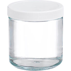 Wheaton 16 oz Glass Jar, Straight Side Clear, Poly Vinyl Liner, Case of 12