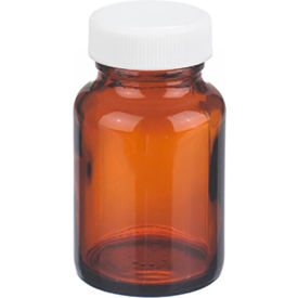 CP LAB SAFETY. W216955 Wheaton® 2 oz Amber Wide Mouth Packer Bottles, Vinyl Lined Caps, Bulk, Case of 216 image.