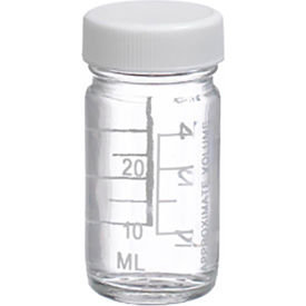 CP LAB SAFETY. W216966 Wheaton® 1 oz Graduated Glass Volumetric Bottles, Vinyl Lined PP Caps, Case of 48 image.