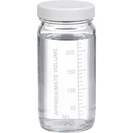 CP LAB SAFETY. W216969 Wheaton® 8 oz Graduated Glass Volumetric Bottles, Vinyl Lined PP Caps, Case of 24 image.