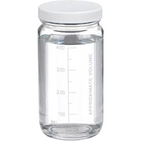 CP LAB SAFETY. W216970 Wheaton® 16 oz Graduated Glass Volumetric Bottles, Vinyl Lined PP Caps, Case of 24 image.