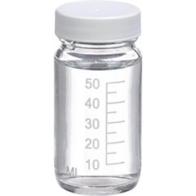 CP LAB SAFETY. W216972 Wheaton® 2 oz Graduated Glass Volumetric Bottles, PTFE Lined PP Caps, Case of 48 image.
