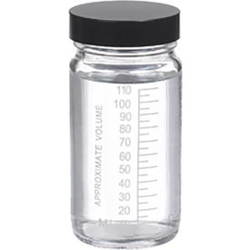CP LAB SAFETY. W216980 Wheaton® 4 oz Graduated Glass Volumetric Bottles, Rubber Lined Phenolic Caps, Case of 24 image.