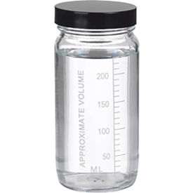 CP LAB SAFETY. W216981 Wheaton® 8 oz Graduated Glass Volumetric Bottles, Rubber Lined Phenolic Caps, Case of 24 image.