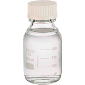 CP LAB SAFETY. W219937 Wheaton 250ML Lab Media Bottles Borosilicate Glass Safety Coated GL-45 Unlined Caps Case of 12 image.