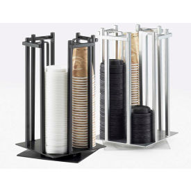 Cal Mil Plastics 1133-74 Cal-Mil 1133-74 One by One Rotating Cup and Lid Organizer 10"W x 10"D x 15-3/4"H Platinum image.