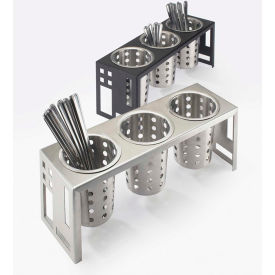 Cal Mil Plastics 1608-55 Cal-Mil 1608-55 Squared 3 Cylinder Stand 16"W x 5-1/4"D x 6"H Stainless Steel image.