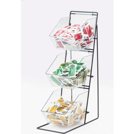 Cal Mil Plastics 1709 Cal-Mil 1709 3 Tier Iron Condiment Display with Clear Bins 12"W x 18"D x 22"H image.