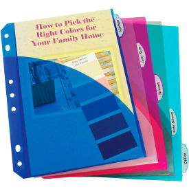 C-Line Products, Inc. 03750-BX C-Line Products Mini Size 5-Tab Poly Index Dividers, Assorted Colors with Slant Pockets, 60/Set image.