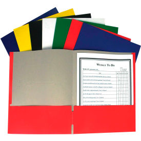 C-Line Products, Inc. 05300-DS C-Line Products Recycled Two-Pocket Paper Portfolios, Assorted Color - 100/Set image.