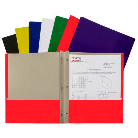 C-Line Products, Inc. 05320-DS C-Line Products Recycled Two-Pocket Paper Portfolios with Prongs, Assorted Color - 100/Set image.