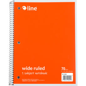 C-Line 1-Subject Notebook, Wide Ruled, 70-Page, Orange, 24 Each/Set