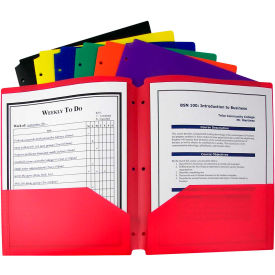 C-Line Products, Inc. 33930-DS C-Line Products Two-Pocket Heavyweight Poly Portfolio Folder - 3 Hole Punch, Assorted Colors, 36/Set image.