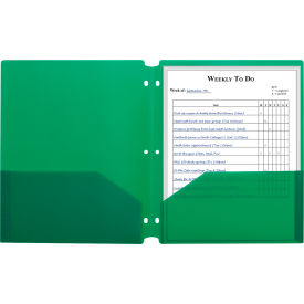 C-Line Products, Inc. 33933-BX C-Line® Two-Pocket Poly Portfolio Folder with 3-Hole Punch, Green, 25/Set image.