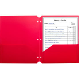 C-Line Products, Inc. 33934-BX C-Line® Two-Pocket Poly Portfolio Folder with 3-Hole Punch, Red, 25/Set image.