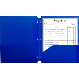 C-Line Products, Inc. 33935-BX C-Line® Two-Pocket Poly Portfolio Folder with 3-Hole Punch, Blue, 25/Set image.