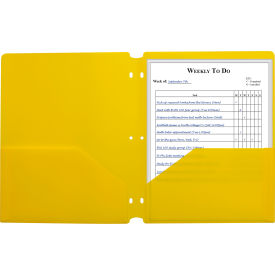 C-Line Products, Inc. 33936-BX C-Line® Two-Pocket Poly Portfolio Folder with 3-Hole Punch, Yellow, 25/Set image.