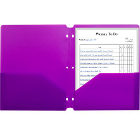 C-Line Products, Inc. 33939-BX C-Line® Two-Pocket Poly Portfolio Folder with 3-Hole Punch, Purple, 25/Set image.