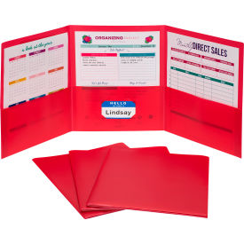 C-Line Products, Inc. 33944-BX C-Line® Three-Pocket Poly Portfolios, Red, Set of 24 image.