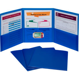 C-Line Products, Inc. 33945-BX C-Line® Three-Pocket Poly Portfolios, Blue, Set of 24 image.