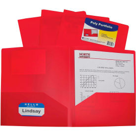 C-Line Products, Inc. 33954-BX C-Line Products Two-Pocket Heavyweight Poly Portfolio Folder, Red, 25 Folders/Set image.