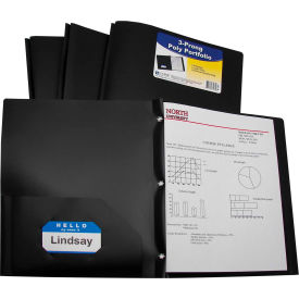 C-Line Products, Inc. 33961-BX C-Line Products Two-Pocket Heavyweight Poly Portfolio Folder with Prongs, Black, 25 Folders/Set image.