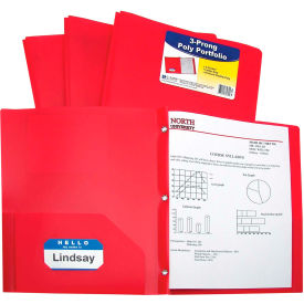 C-Line Products, Inc. 33964-BX C-Line Products Two-Pocket Heavyweight Poly Portfolio Folder with Prongs, Red, 25 Folders/Set image.