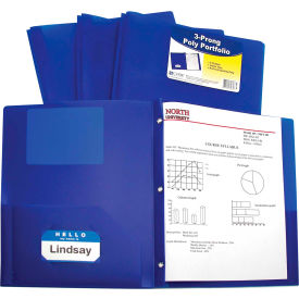 C-Line Products, Inc. 33965-BX C-Line Products Two-Pocket Heavyweight Poly Portfolio Folder with Prongs, Blue, 25 Folders/Set image.