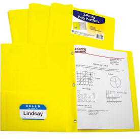 C-Line Products, Inc. 33966-BX C-Line Products Two-Pocket Heavyweight Poly Portfolio Folder with Prongs, Yellow, 25 Folders/Set image.