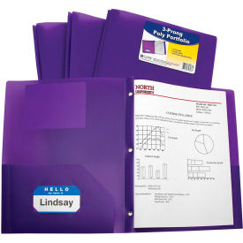 C-Line Products, Inc. 33969-BX C-Line Products Two-Pocket Heavyweight Poly Portfolio Folder with Prongs, Purple, 25 Folders/Set image.