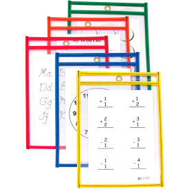 C-Line Products, Inc. 41610 C-Line Products Reusable Dry Erase Pockets, Assorted Primary Colors, 6 x 9, 10/PK image.